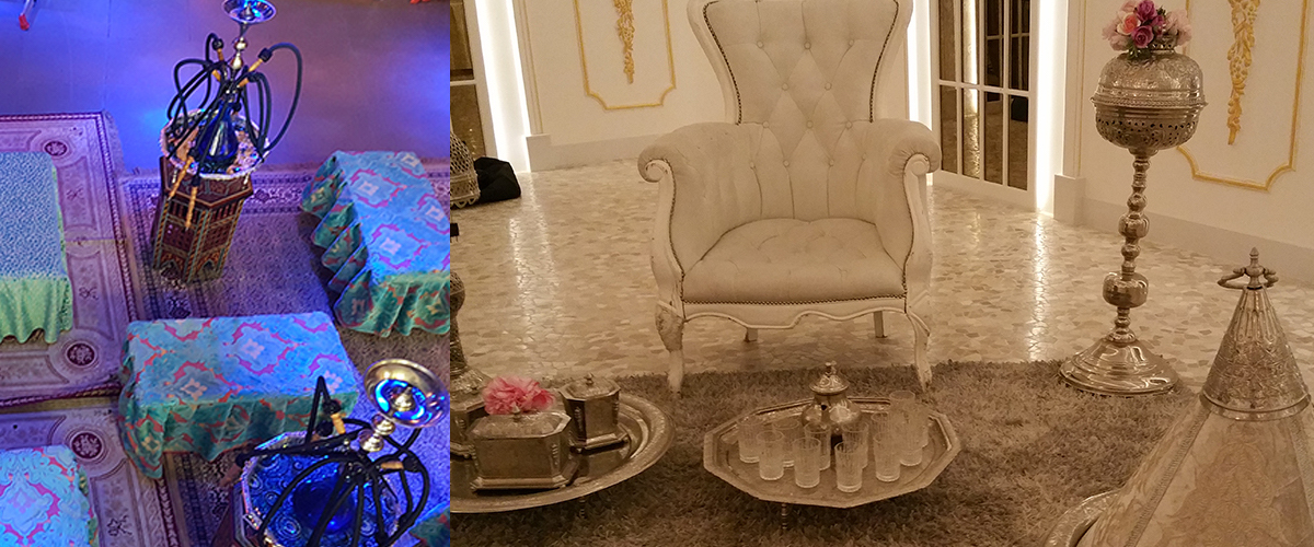 Waterpijp te huur met bijzettafeltjes